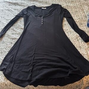 Black Long Sleeve Dress with Button Detail